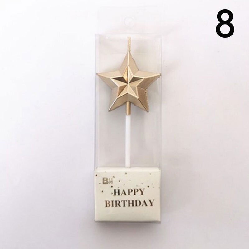 1 Pcs Love Diamond Shaped Gilded Safe Flames Kids Birthday Party Cake Candle: 8