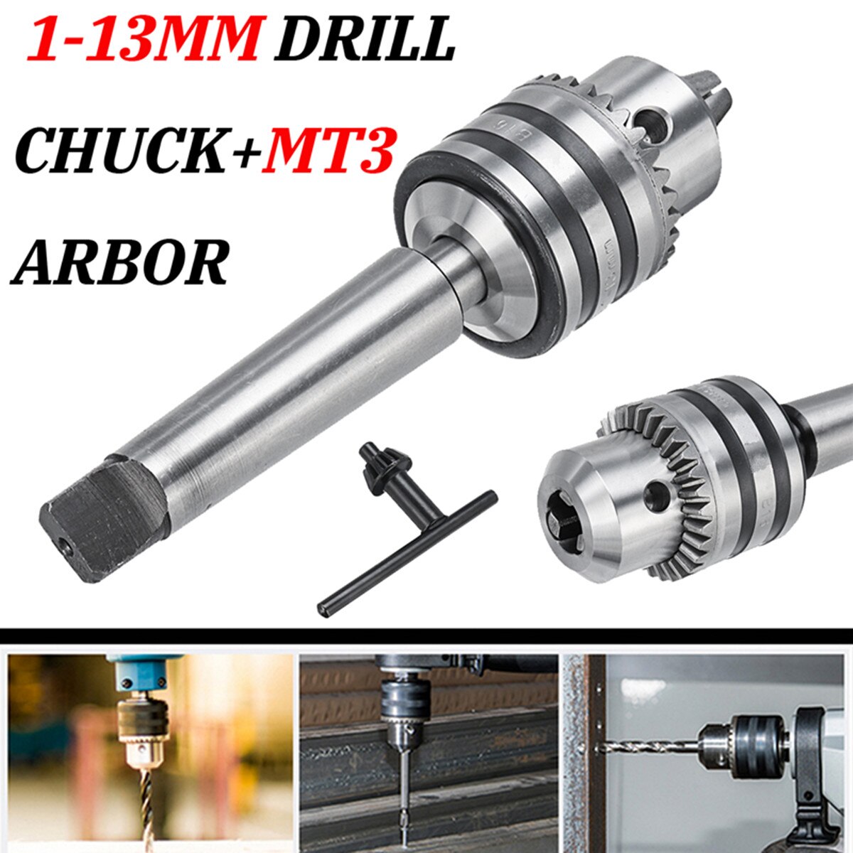 1/2" Heavy Duty Drill Chuck w/ MT3 Morse Taper Arbor 3MT 1-13mm For Mini Lathe