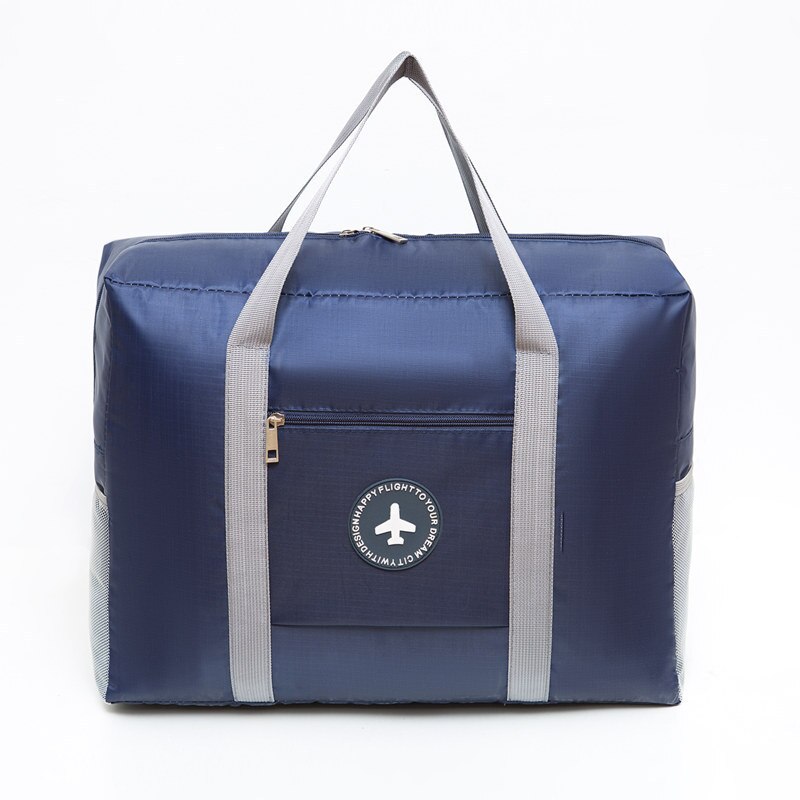 Bolso de viaje plegable de gran capacidad, bolsa de fin de semana, impermeable, grande, triangulación de envíos: Thicker navy