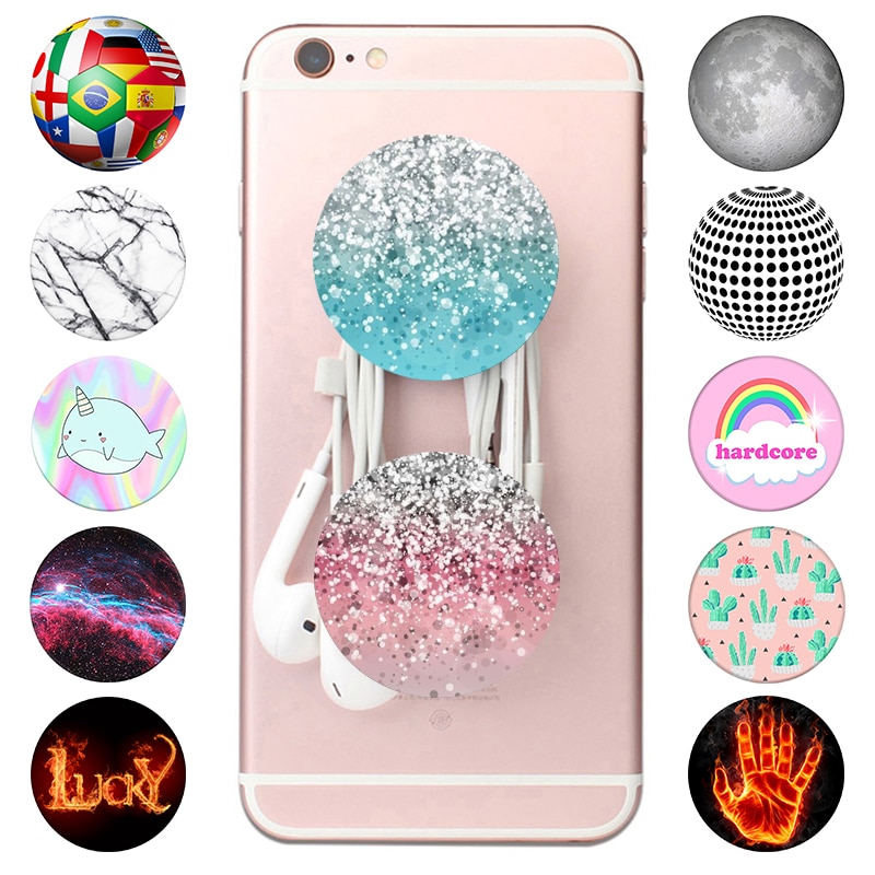 попсокет Round Colored Drawing Pocket Socket for Phones Universal Mobile Phone Holder Gadgets Expanding Stand Grip Finger