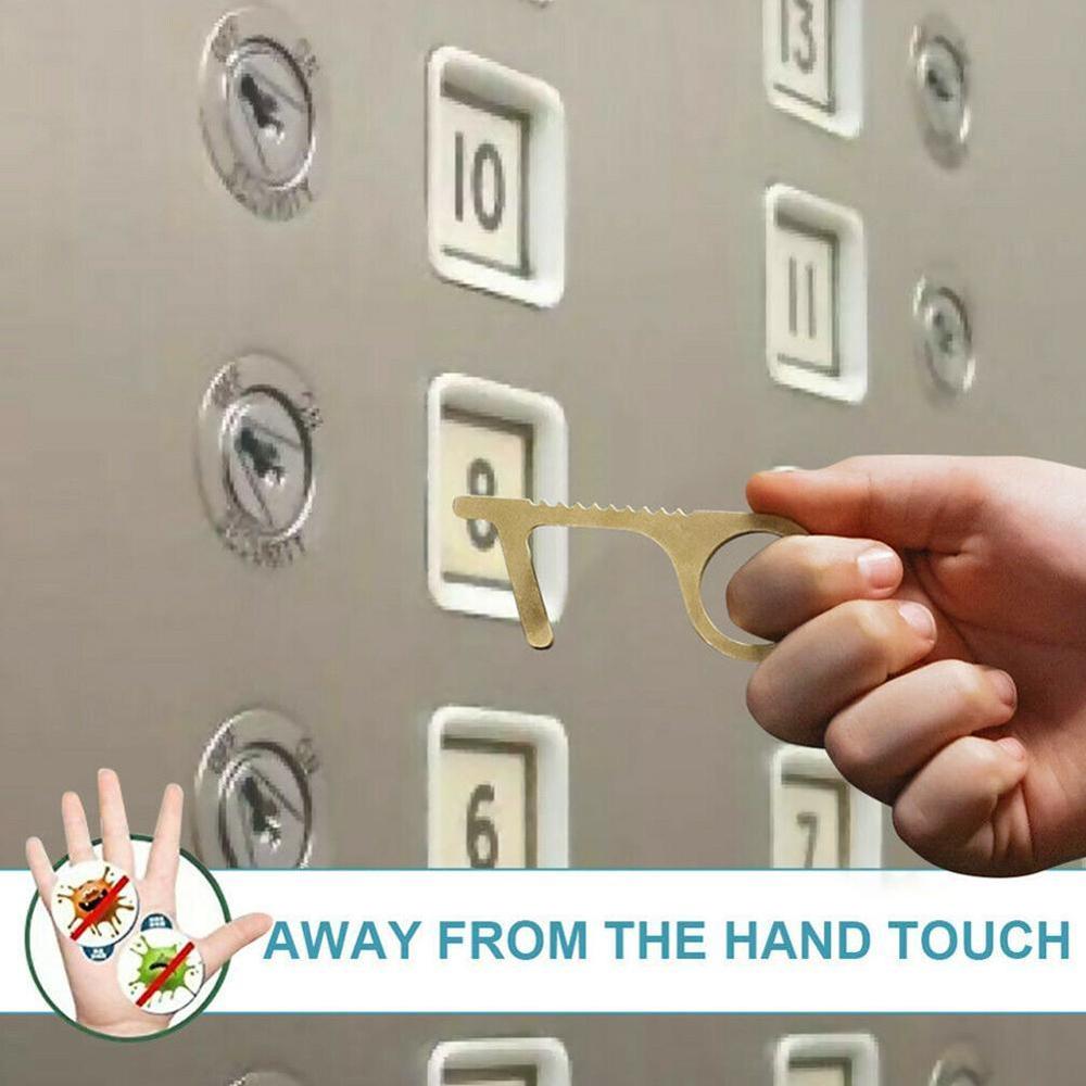 Dørhåndtag bærbart trykløfteværktøj hygiejne hånd antibakterielt messing døråbner stylus elevatorhåndtagsnøgle