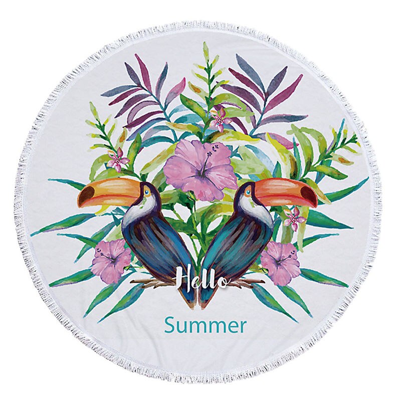 Printed Large Leaves Flower Beach Towel Round Microfiber Beach Towels Roundie Adults Serviette De Plage Toalla Playa: 8