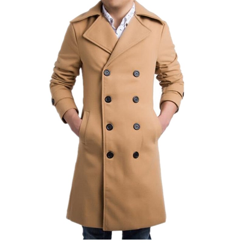 Heren Trenchcoat Mode Mannen Lange Jas Herfst Winter Double-Breasted Winddicht Slanke Trenchcoat Mannen Plus Size