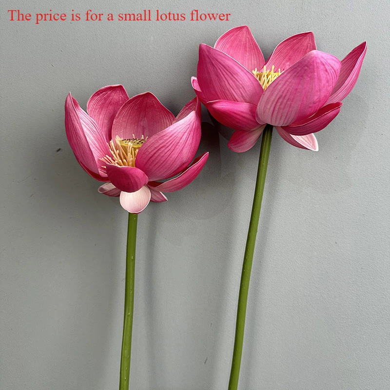 Artificial Flower EVA Lotus with Pole Lotuses Leaves Home Living Room Pastoral Style Decoration Simulation Pink White Flowers: Rose Red