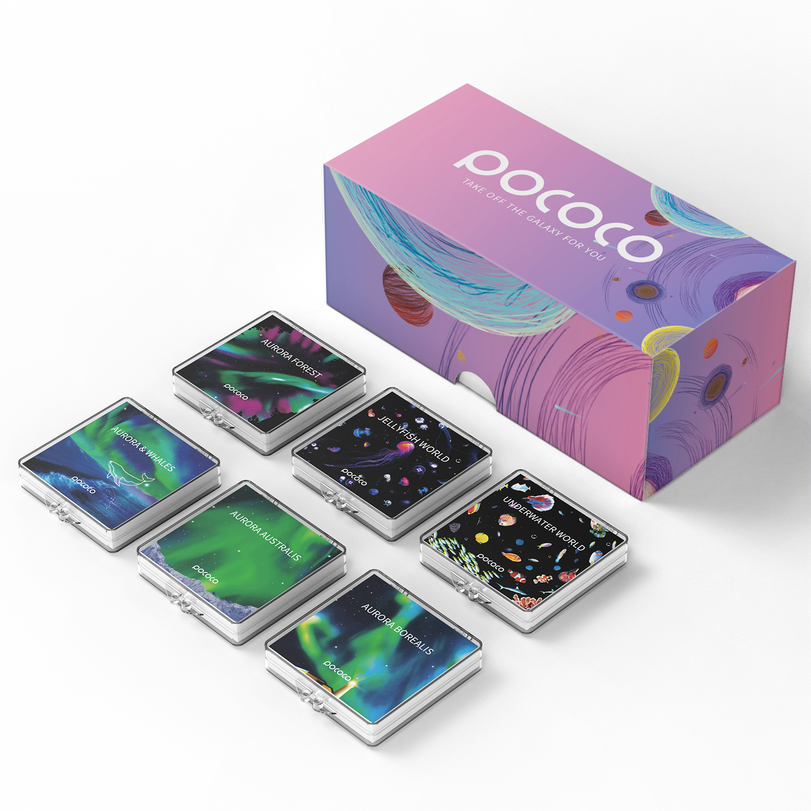 POCOCO Galaxy Projektori Levyt - 6 kpl - Aurora & Syvä Meri - 5k Ultra HD
