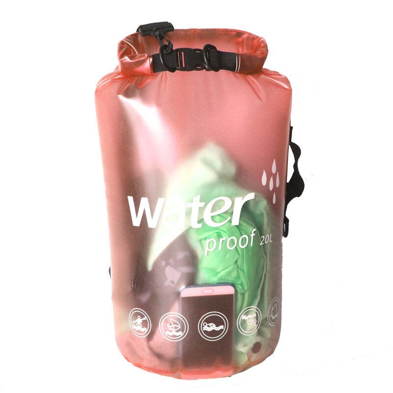 10l 20l vandtæt tørtaske udendørs opbevaringsrulle top enkelt skulder rygsæk svømning drift tømmerflåde vandreture tasker havpakke: 20l lyserøde