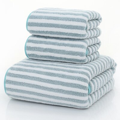 Super Absorbent Stripe Bath Towel Microfiber Soft Hand Face Hair Towel Cleaning Lint-Free Home Striped Shower Towels Bathroom: Green towel / 1pc 35x75 1pc 70x140