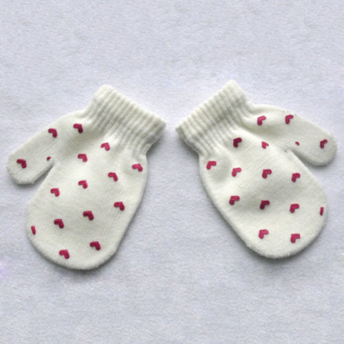 Guantes cálidos de punto para niños, manoplas con patrón de corazón y estrella de lunares, Mitones para bebés de 3 a 6 años