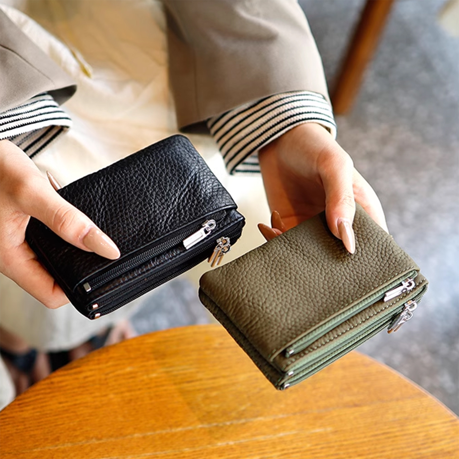 Women Small Wallet For Ladies Zipper Card Purse Key Storage Bag cowhide Short Wallet Female