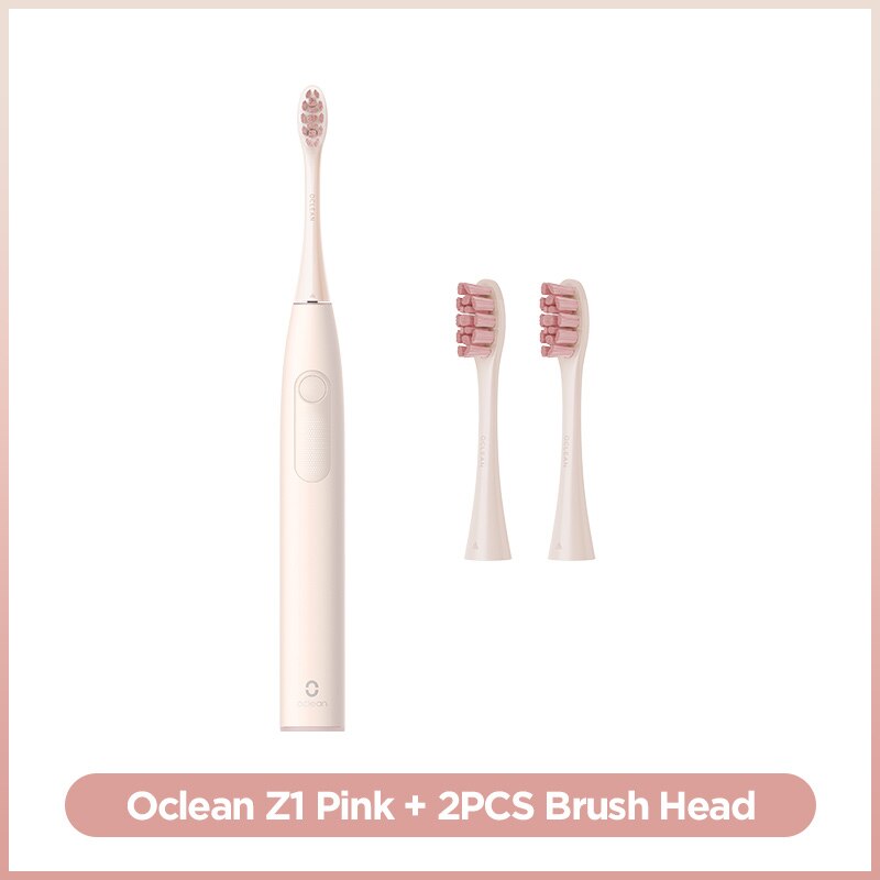 Oclean Z1 elektryczna soniczna szczoteczka robić zębów szybka ładowarka wyświetlacz doprowadziło IPX7 wodoodporna z 3 trybami czyszczenia inteligentna szczoteczka robić zębów dla dorosłych: różowy n 2szt głowa