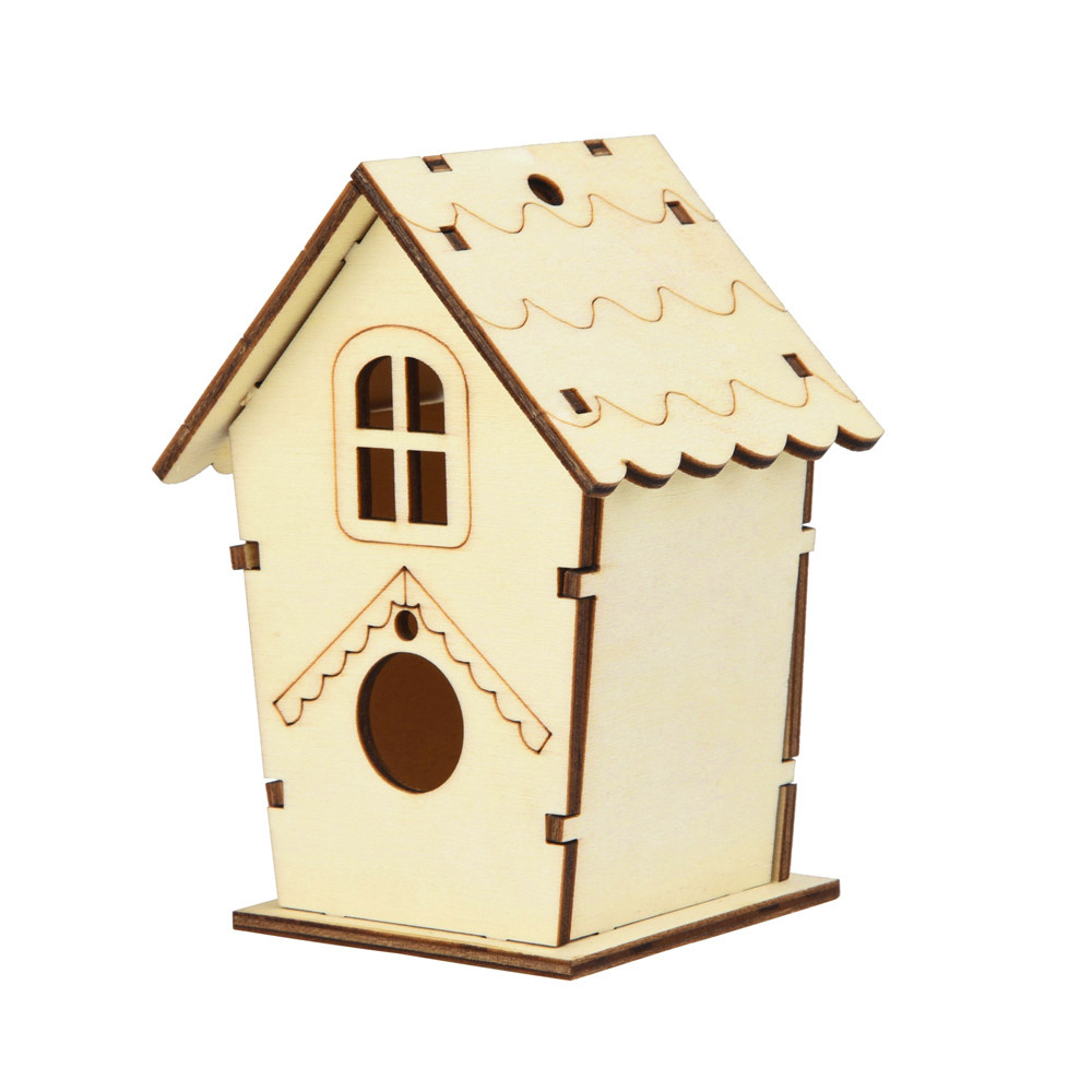 Portable Pet Birds DIY Nest House Outdoor Yard Gardening Handmade Bird House Wooden Box Home Decoration Supplies: Default Title