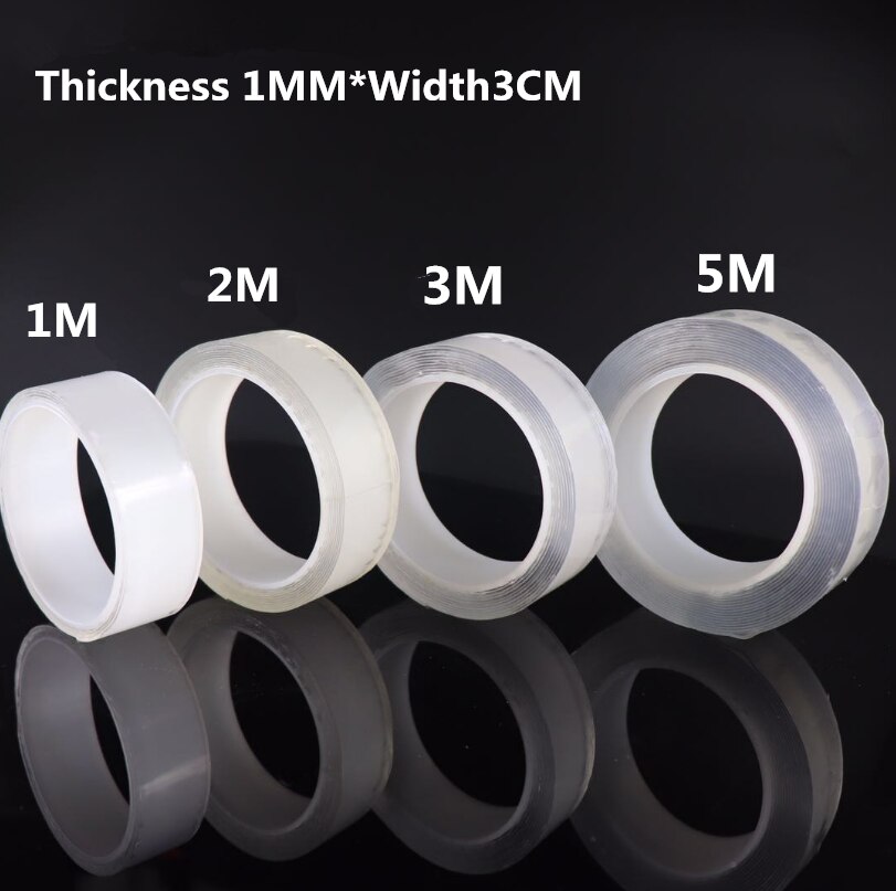1M/2M3M/5M Nano Magic Tape Dubbelzijdige Tape Transparante Notrace Herbruikbare Waterdicht Plakband Reinigbare thuis