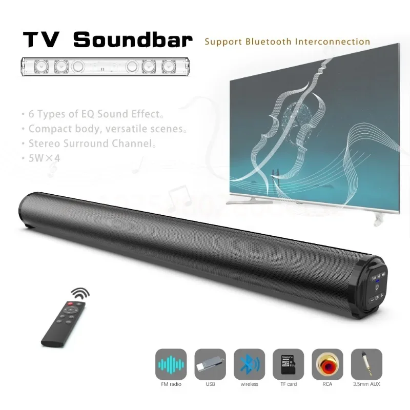 Superkraftig lydplanke bærbar trådløs bluetooth-høyttaler surround stereo hjemme-tv lydboks subwoofer fm-radio hjemmekino