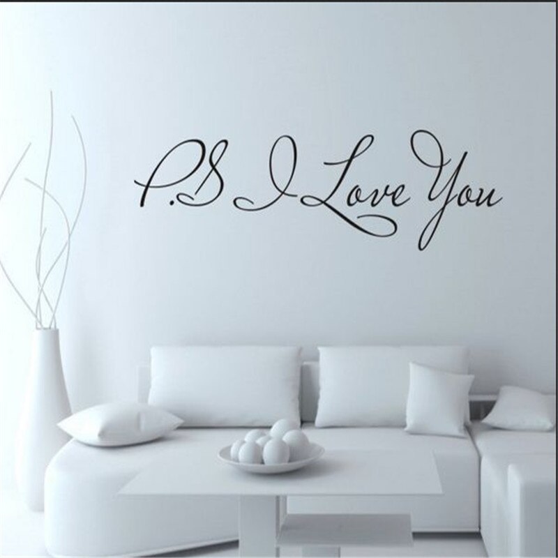 58*15cm PS I Love You Wall Art Decal Home Decor Famous & Inspirational Quotes Living Room Bedroom Removable Wall Stickers 8017
