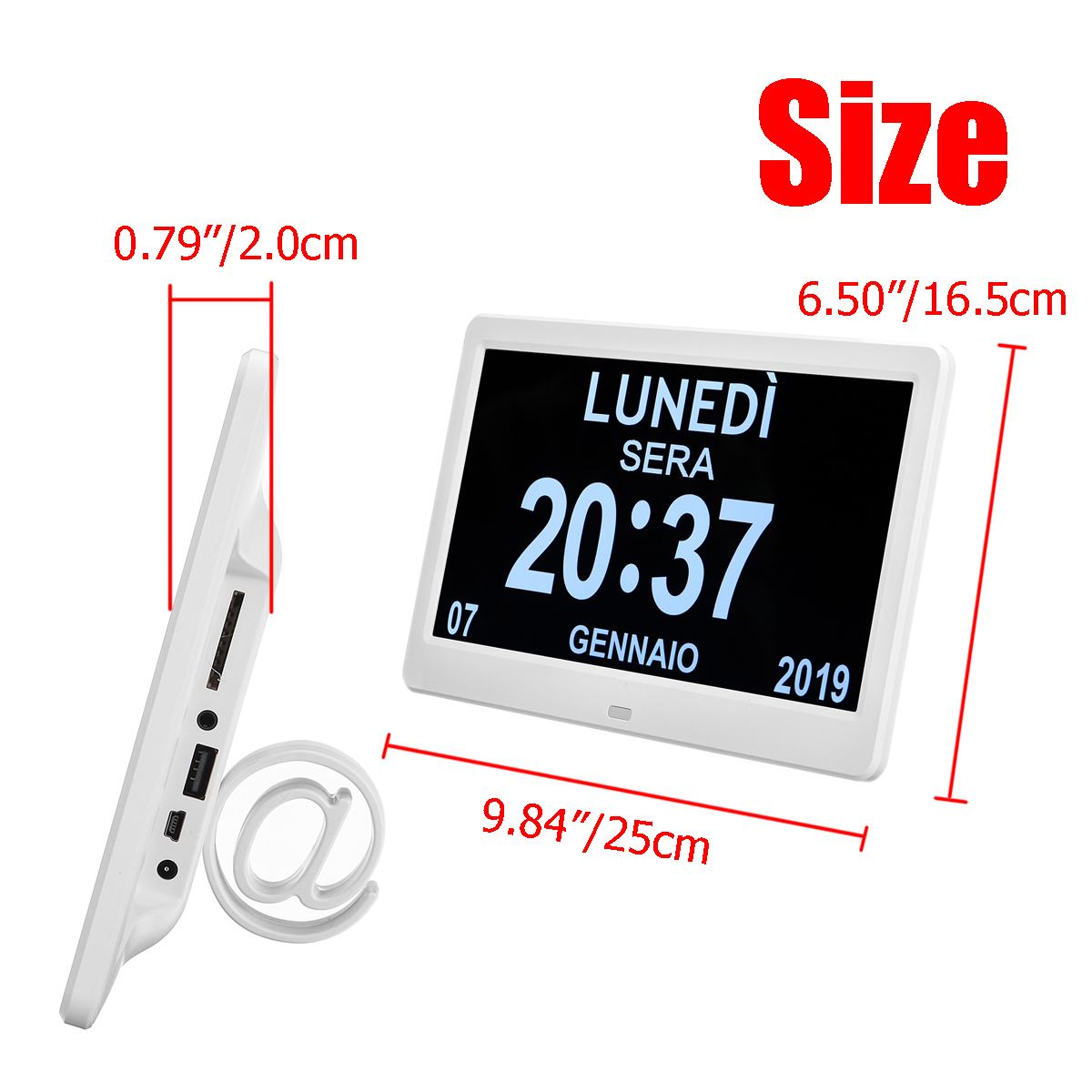 LED Digital Clock Calendar Day Home Decor Day/Week/Month/Year for Adolescent/ Elderly Dementia/Vision Impairment Support Night