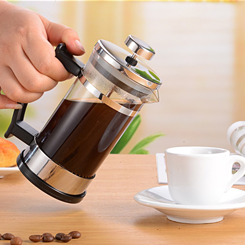 French Presses Coffee Maker 350ml Coffee/Tea Brewer Coffee Pot Stainless Steel Glass Manual Coffee Espresso Maker Pot