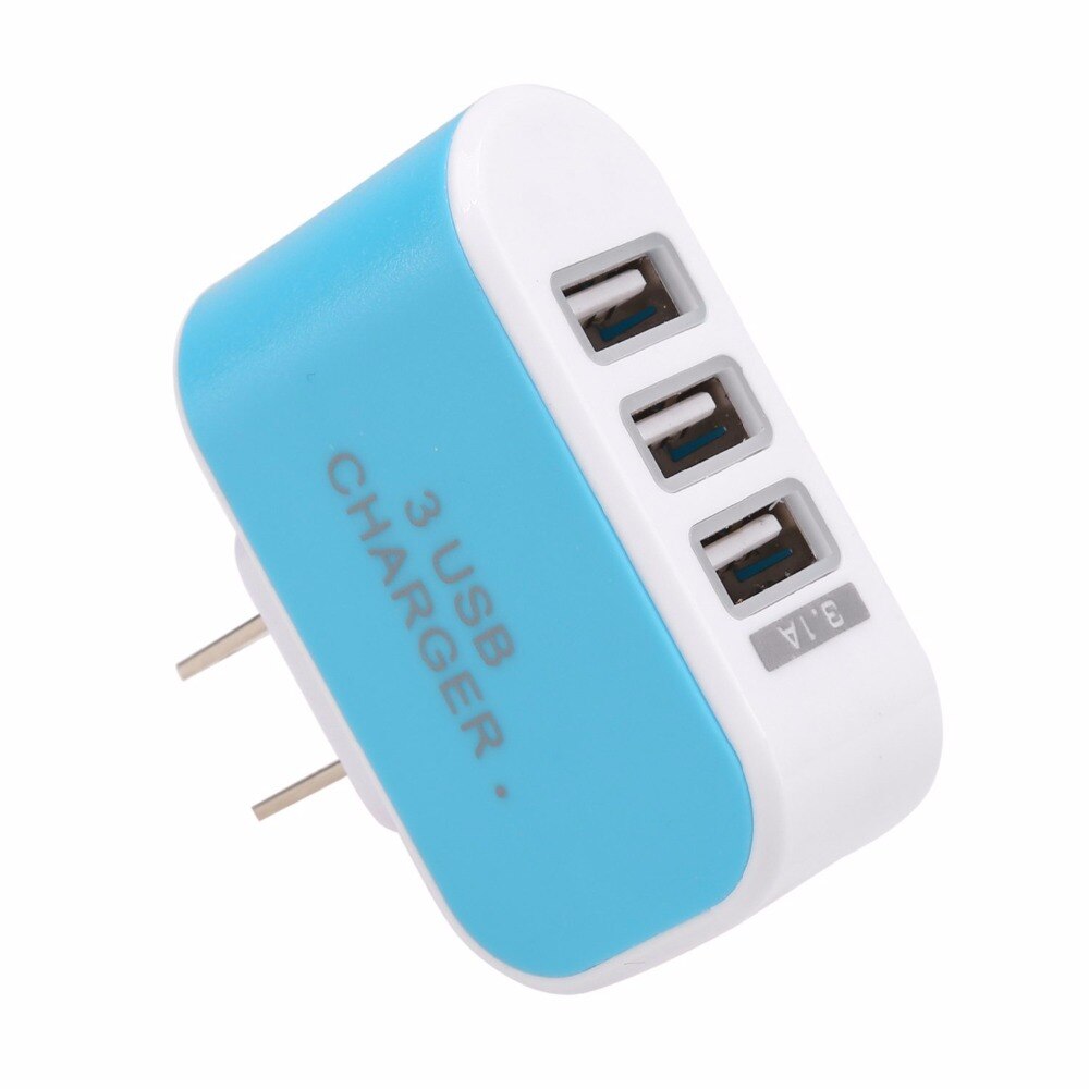 3.1A Triple USB 3 puertos de pared de viaje de hogar adaptador de cargador de CA enchufe de la UE para teléfonos móviles MP3 player cargador de batería, color rosa