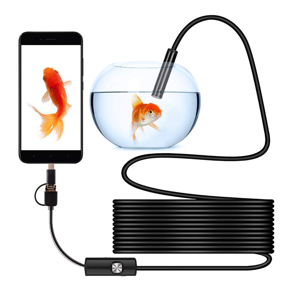 HuaWei Xiaomi Samsung 1080P USB Android endoscopio 1 M-5 M cable impermeable Led luz endoscopio Cámara Coche cámara de inspección