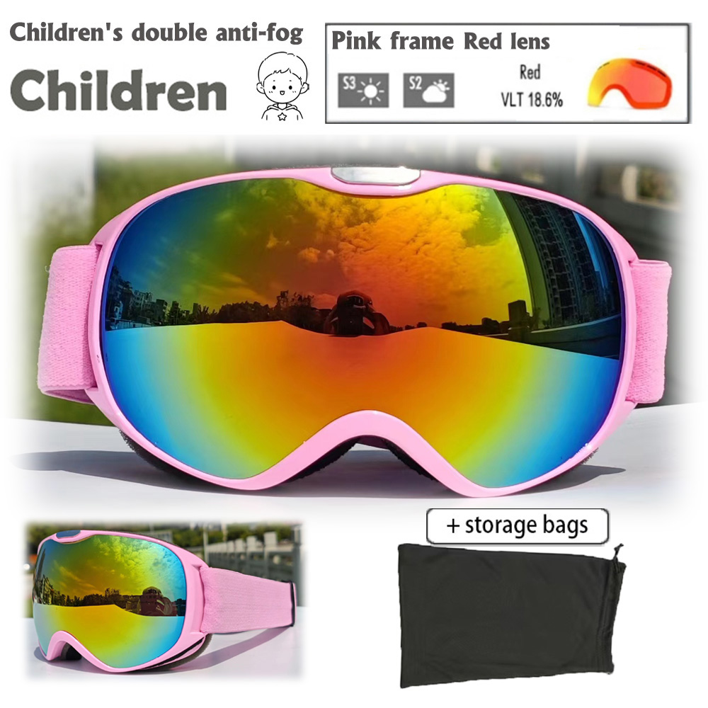 Ski Glasses Kids 4-14 Years Old Double Layer Anti Fog Windbreak Safety Glasses UV400 All Day Skiing Glasses Winter Anti-Glare: Yellow