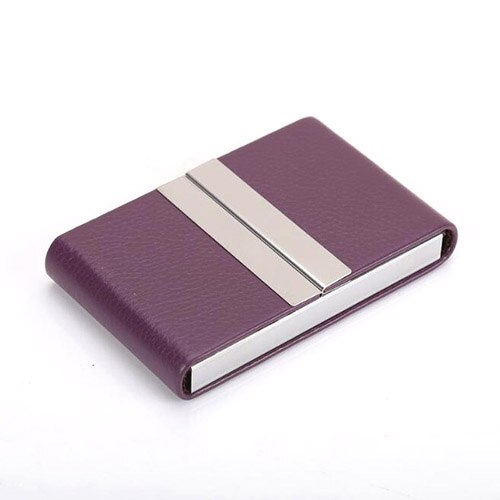 PU Leather Business Card Holder For Man Aluminum Bank Credit Card Case Protection RFID Blocking Organizer: Purple