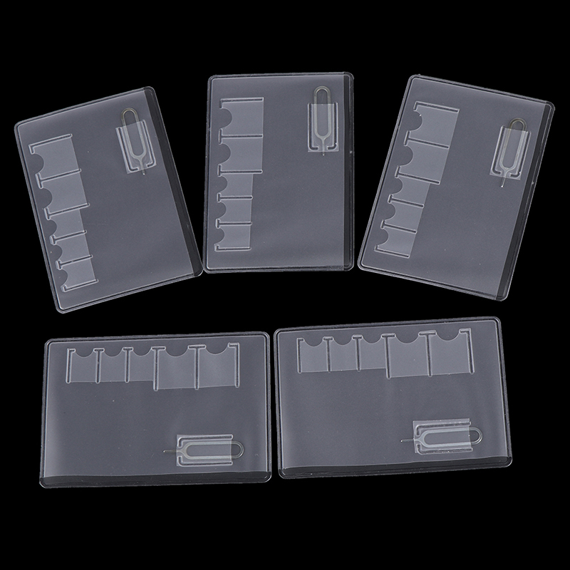 5 stk 6 sim-kort opbevaringstaske boks taske nem at bære gennemsigtig beskytter bærbar til sim-hukommelseskort gennemsigtighed universal