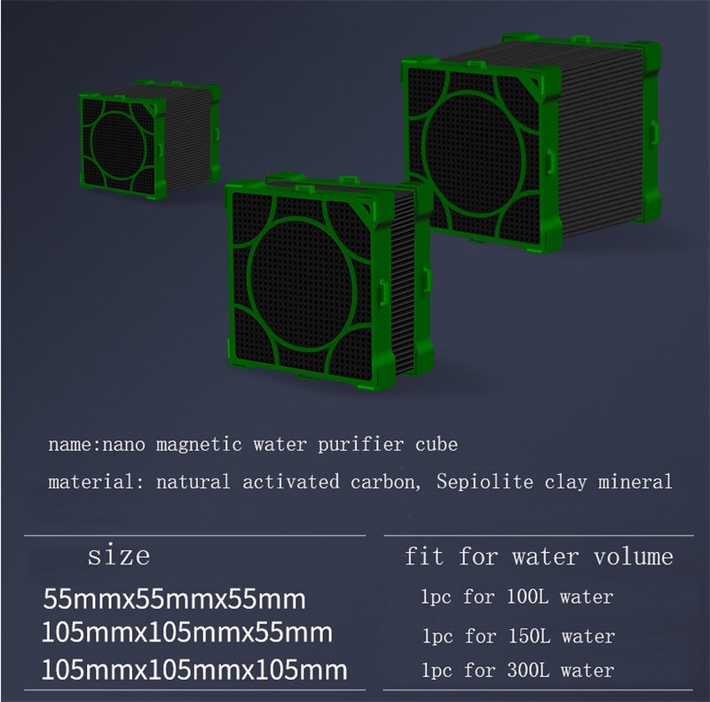 Aquarium Carbon Water Eco-Purifier Cube Filter Nano Magnetische Actieve Kool Bacteriën Filter Cube