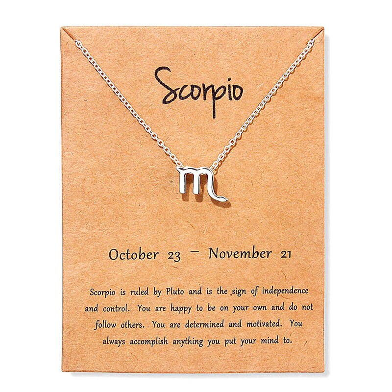 Collar con colgante con de Zodíaco para hombre y mujer, colgante con de Zodiaco, Aries, Leo, 12 Constelaciones, de Navidad para niños,: Scorpio