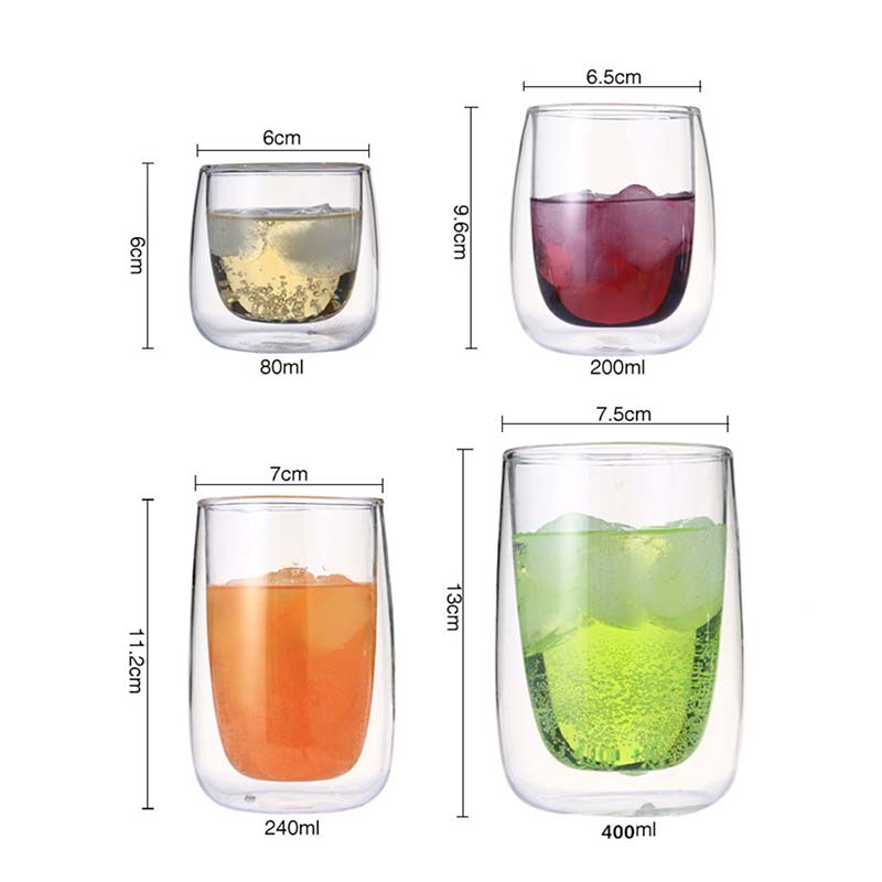 Copas de vino, vaso para beber, whisky, vodka, taza para café, zumo, agua, tazas de té creativas, taza de vidrio con doble fondo para el hogar
