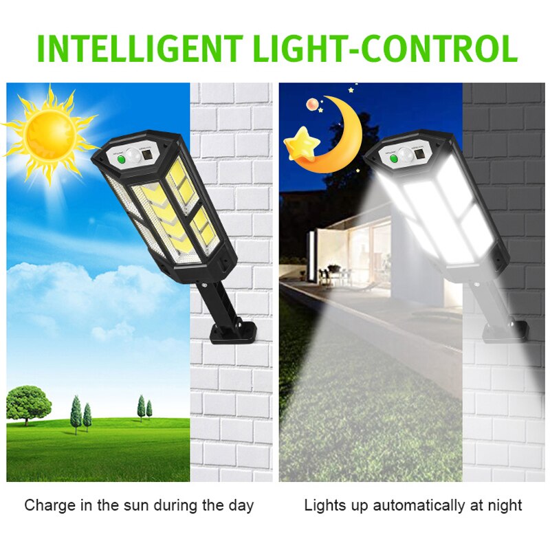 Solar LED Motion Sensor Lamp Outdoor Waterproof Garden 3 Sensing Modes Wall Light For Patio Yard Porch Balcony Fence Exterior