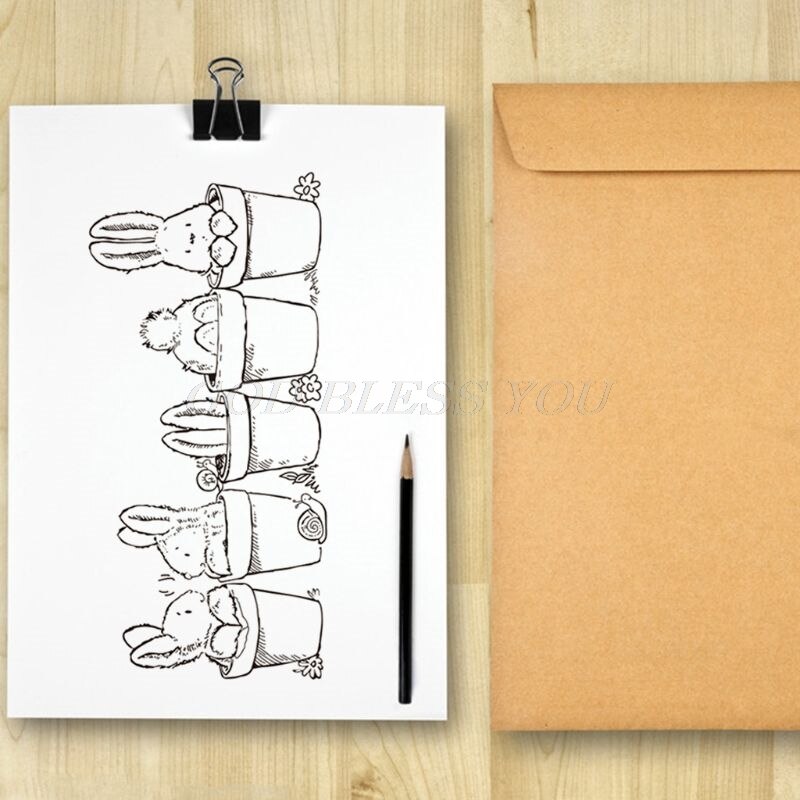 Zając wielkanocny roślina doniczkowa silikonowa przezroczysta uszczelnienie znaczek Scrapbooking robić ręcznego dekorowania albumów tłoczenie upuszczać Wysyłka 