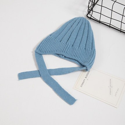 Suave, de punto bebé sombrero foto recién gorra con accesorios de Color sólido Infantil Niño niña gorro otoño invierno cálido Gorro con orejas: Azul