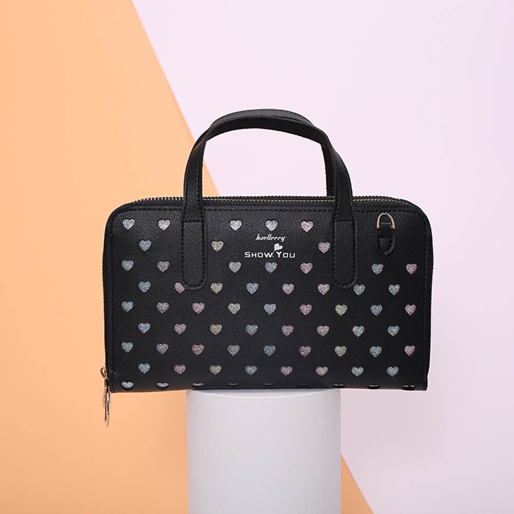 Baellerry kvinnor lång handväska clutch plånböcker special desigh vacker kvinnlig plånbok korthållare stor kapacitet: Svart