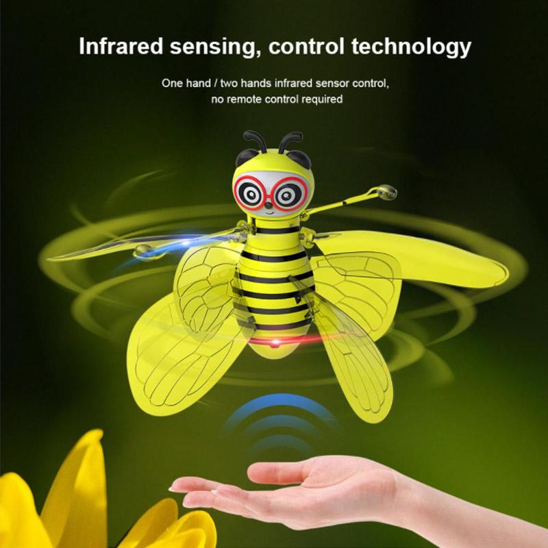 cute Bee Mini Helicopter Electronic Infrared Induction Aircraft Gesture Suspension Sensor Small Bee Aircraft Kids Toys