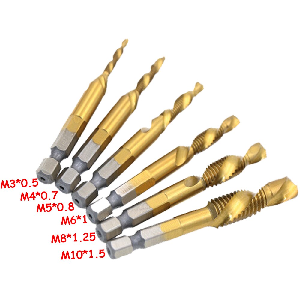 Brocas de taladro de tornillo de M3-M10, Brocas HSS, combinación metalúrgica, acero de alta velocidad métrico, titanio, brocas hexagonales de cambio rápido de 1/4"