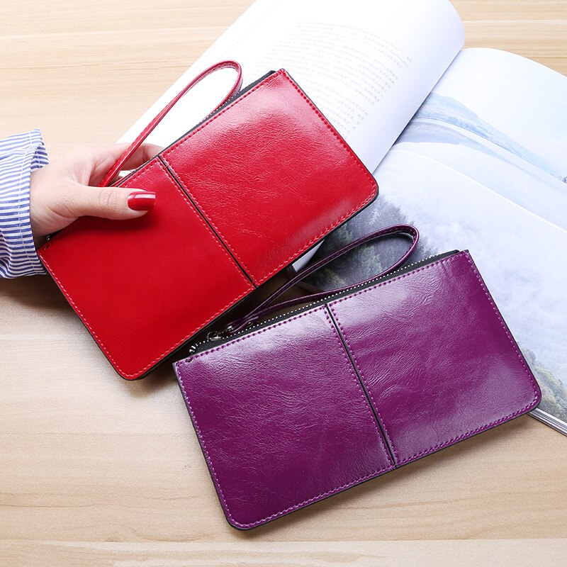 2022 Women's Zipper Clutch Wallet Ladies PU Leather Long Women's Mobile Phone Bag Card Holder Bag Handbag Convenient Wallet