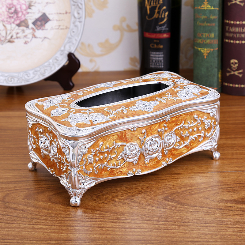 Caja de pañuelos para toallas de papel, color dorado y plateado, para guardar servilletas, organizador para el hogar, hotel, bar y coche.: Café plateado
