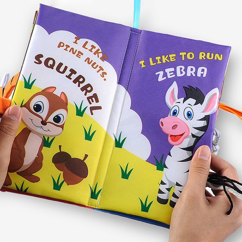 Infant 3 Style Baby Cloth Books Early Learning Educational Toys with Animals Tails Soft Cloth Development Books