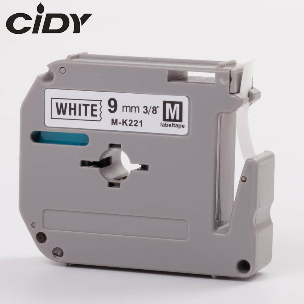 Cidy MK-221 Compatibel Brother M-K221 MK221 Mk 221 Zwart Op Wit 9 Mm Sterke Lijm Label Tapes Voor PT-80 PT-70