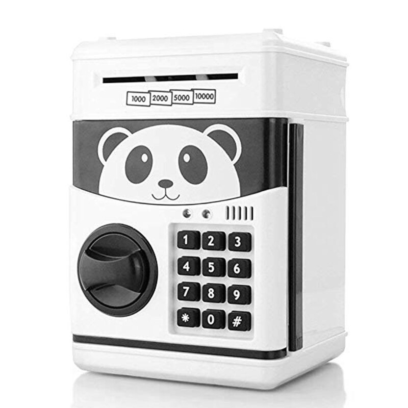 Elektronische Sparschwein ATM Passwort Geld Box Bargeld Münze Saving Sichere Auto Scroll B2QD: White