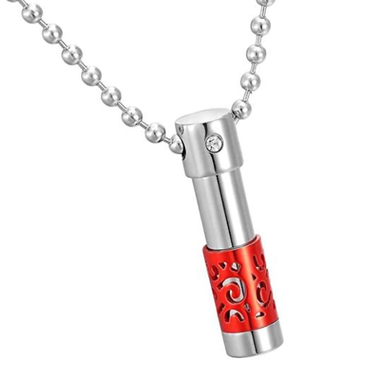 Dell'acciaio Inossidabile di modo Cilindro Memorial Vite Si Apre Urna Ciondolo Collana Cremazione Gioielli per Le Ceneri (Solo Amore): 9x38mm  Red