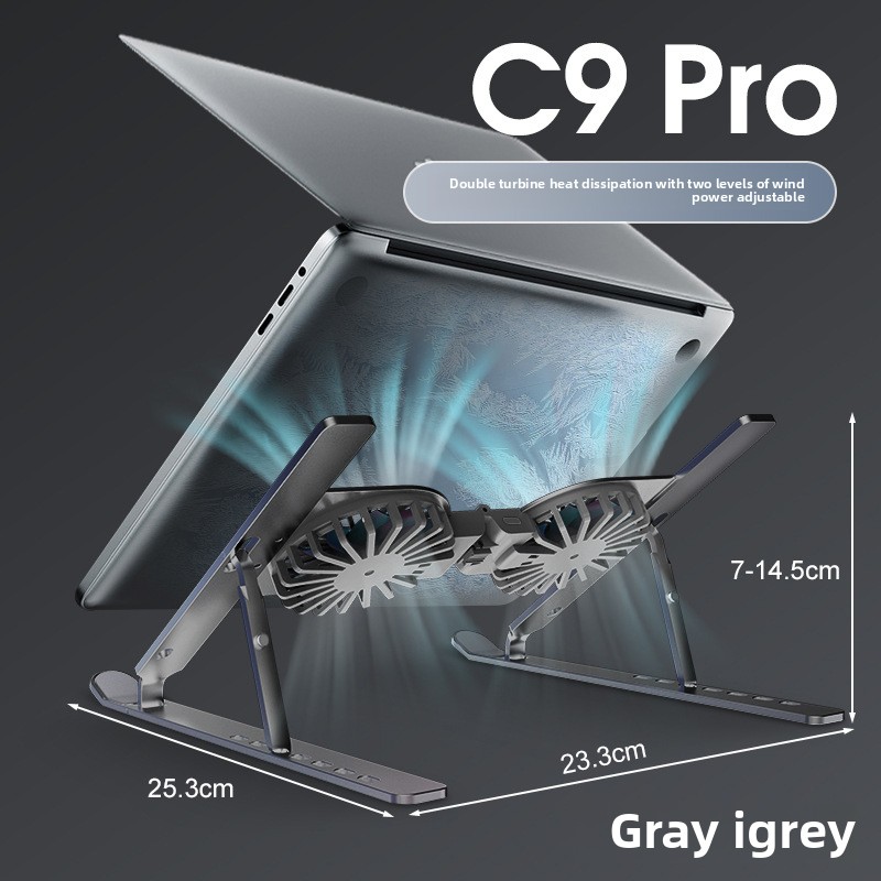 Laptop Cooler Base Stand Foldable Laptop Cooling Pad Portable Adjustable Notebook Stand for 13-17.3 Inch with 4 Fans: black