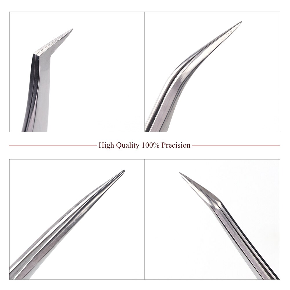 AGUUD Russian Volume Lash Tweezers Eyelash Extension Straight and Curve Stainless Steel Tweezer Makeup False Lash Tweezer Stand