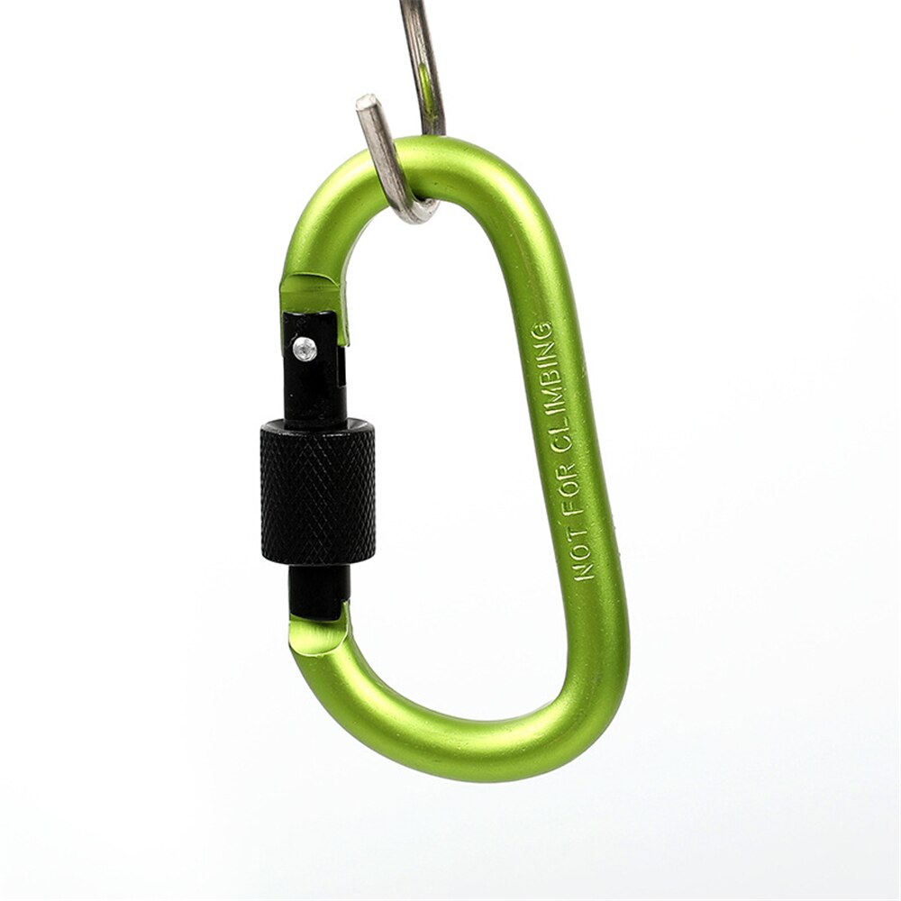 1set = 6 Uds de aleación de aluminio de la audaz tuerca larga hebilla mosquetón No 8 D-Tipo de llavero mosquetón con tornillo de bloqueo para acampar y pescar: green