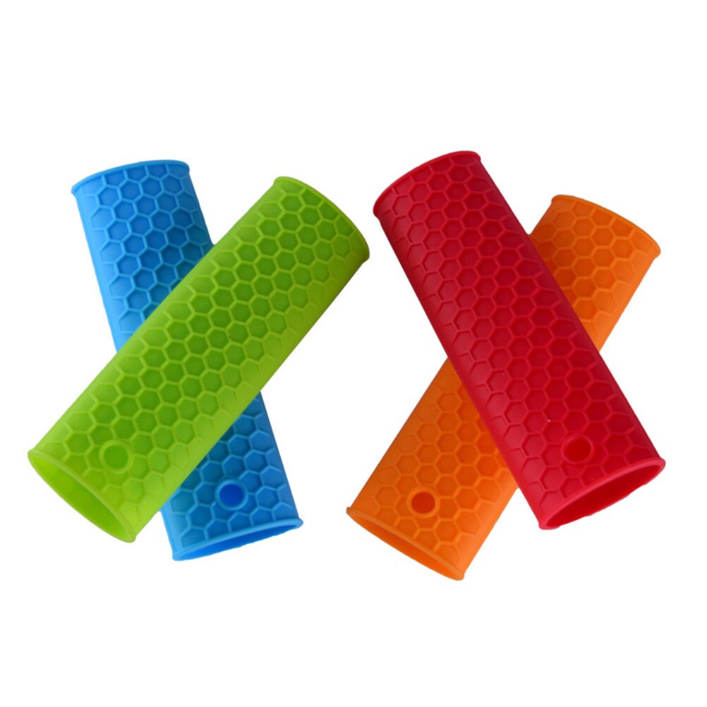 4 Pcs Pot Handvat Houder Siliconen Antislip Hittebestendige Mouw Grip Pan Handvat Cover Pannenlap Voor Metalen Frituren pannen Koekenpannen