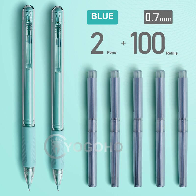 M&amp;G Cherry Pink Mechanical Pencil 0.5mm Lead Automatic Pencils Student Drawing for school office supplies: 0308 2 blue