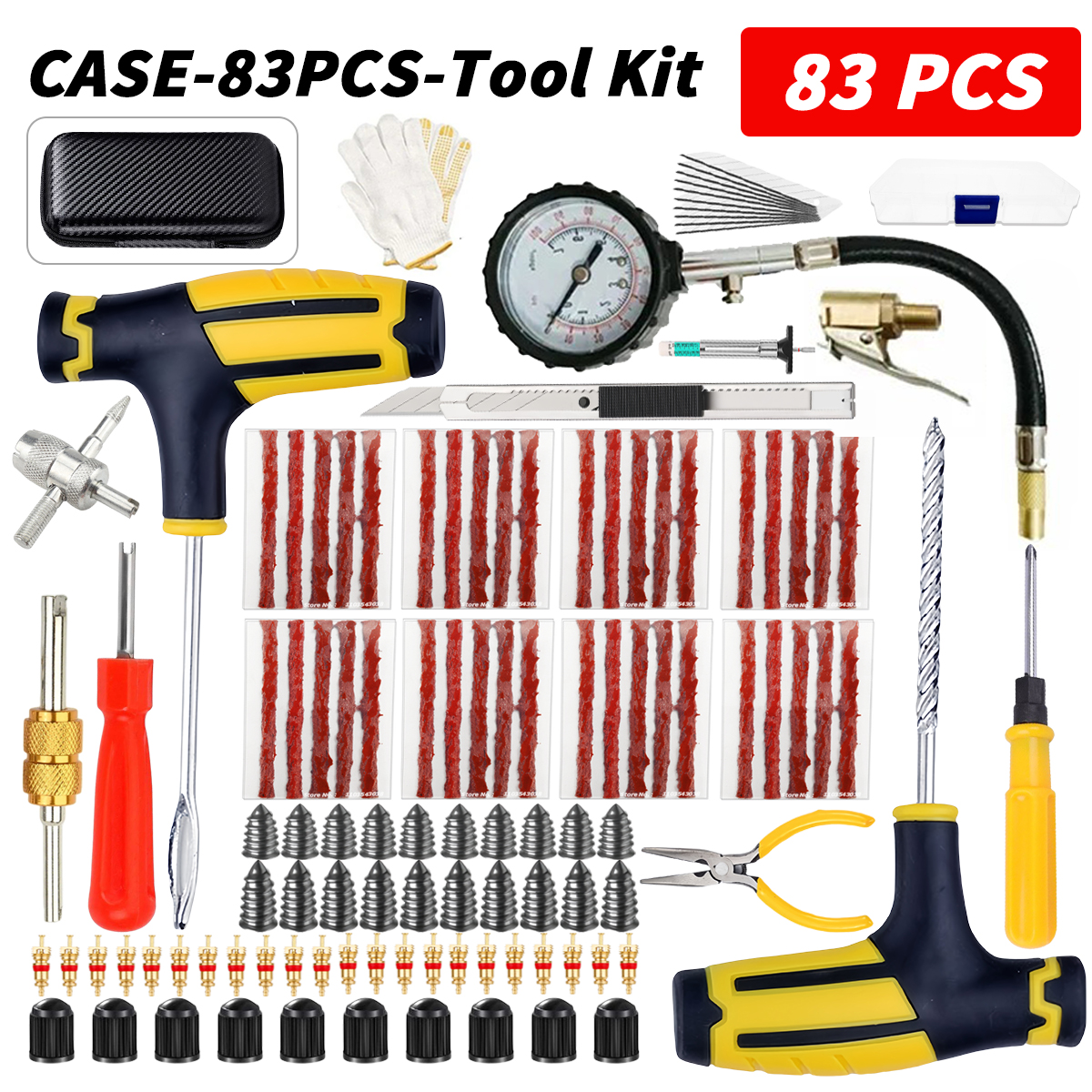 Auto Bandenreparatieset - Lekke Band Plug Gereedschap - Tubeless Bandenstrips - Motor & Fiets: Oranje