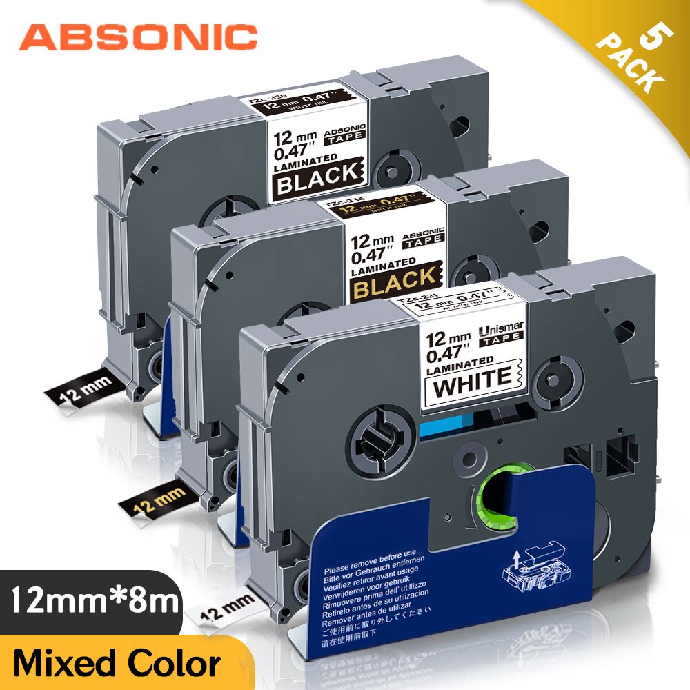 3PK 12Mm Tze Tape Compatibel Brother TZe-231 TZe-232 Ze-233 Zwart Op Wit Label Lint Sticker Voor P Touch PT1000 label Maker: 3PK Mixed colors-3