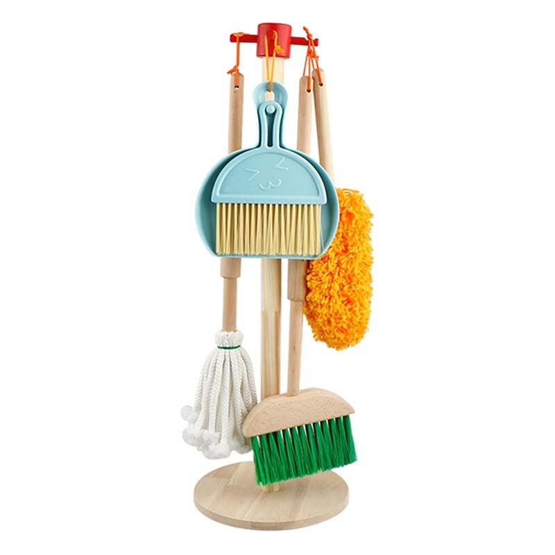 6 Pcs Kinderen Pretend Play Houten Bezem Mop Schoonmaken Tool Speelgoed Brain-Training Speelgoed Voor Kids Educatief Speelgoed: Default Title