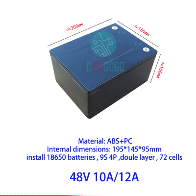 48V 60V 72V KA 20Ah 12Ah Lithium Battery Box 18650 li-ion Pack Cell Housing Case Shell Holder DIY EV eBike E-bike ABS Waterproof: SKY BLUE