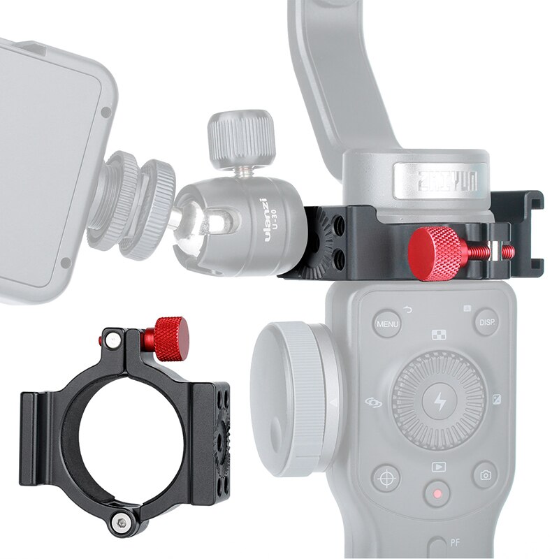Handheld Gimbal Phone Stabilizer Ring Clamp Mount w/ Cold Shoe Adapter for Zhiyun Smooth 4 Microphone LED Field Monitor Holder